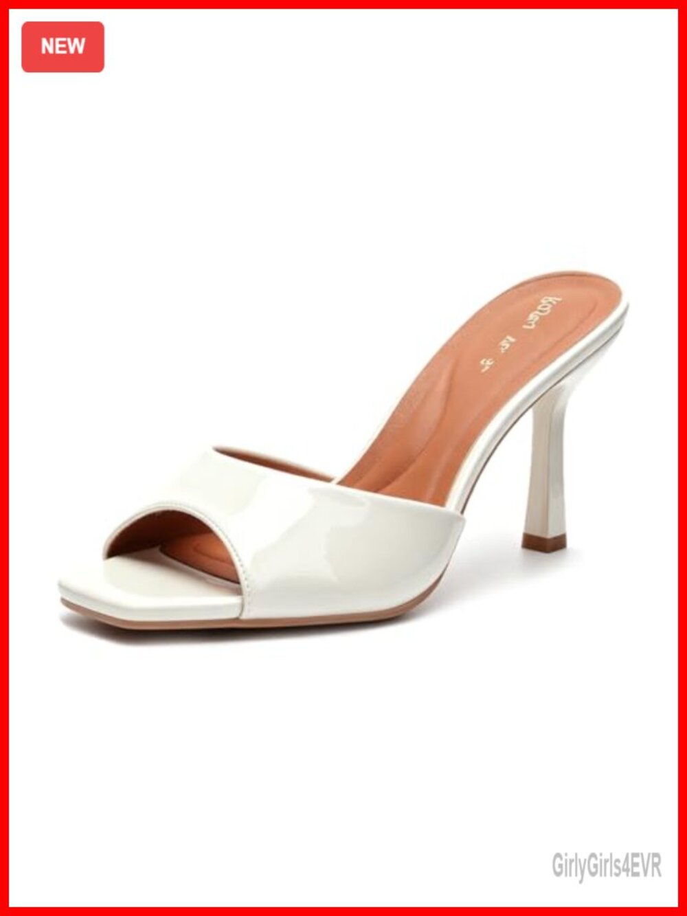 Womens Square Open Toe Mule Heels Slip On Kitten Heels Slides Faux Leather